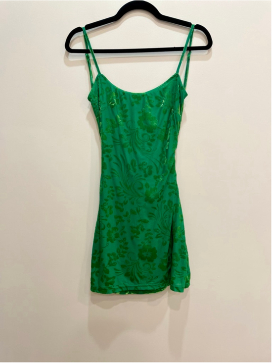 Princess Polly Dresses & Skirts - Princess Polly Green Velvet Burn Out Mini Dress US 2 Open Back Party Going Out